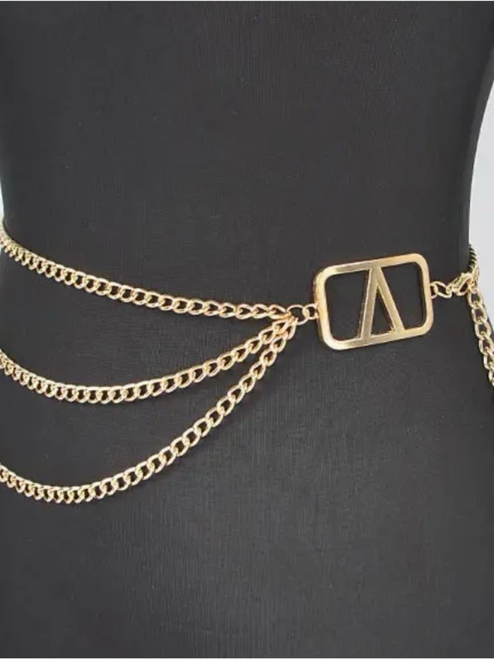 Gold Toned Layered Chain Waist Belt - PLUS size